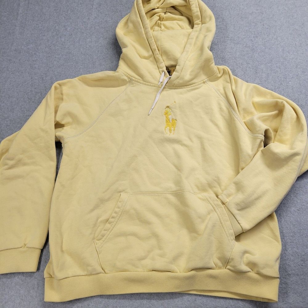Polo Ralph Lauren Womens XL Big Pony Hoodie Yellow Sweatshirt Limited Edition
